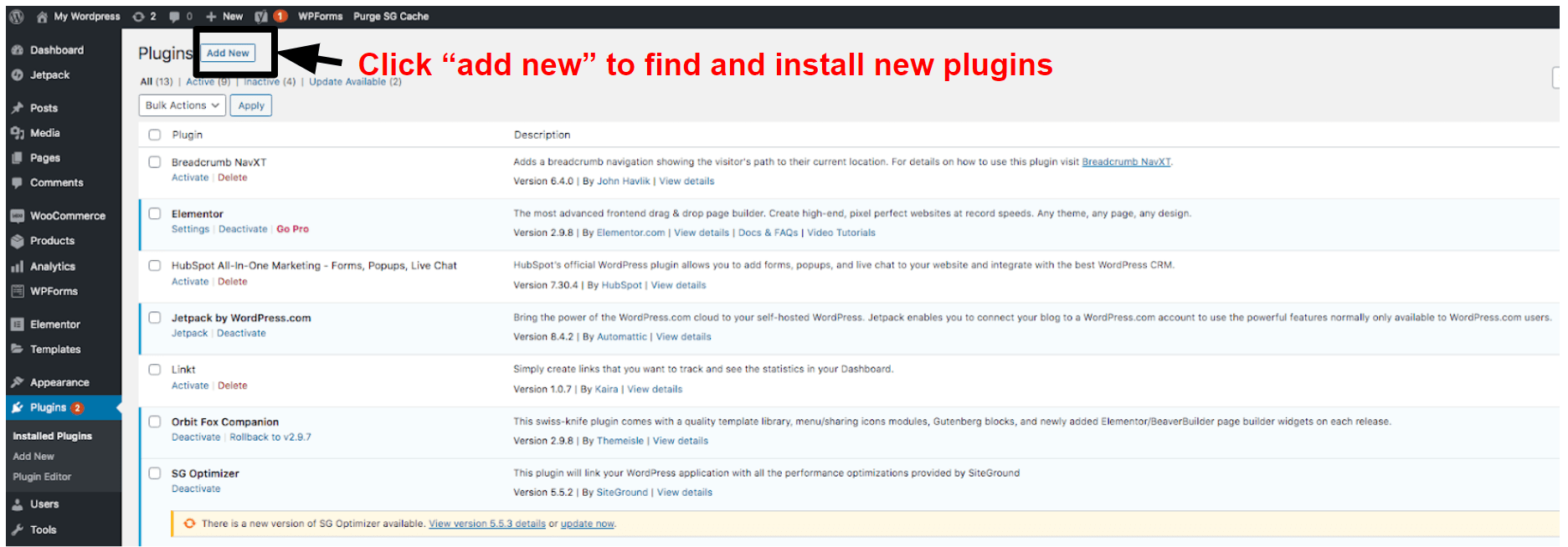 manage your installed plugins in WordPress